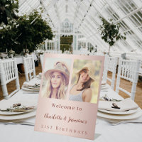 Custom photo rose gold friends birthday welcome