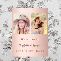 Custom photo rose gold friends birthday welcome