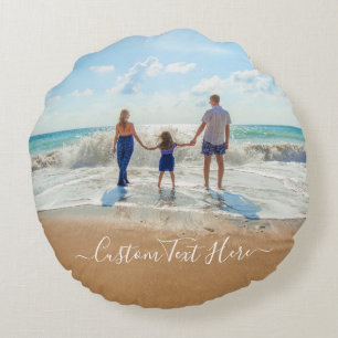 Custom Photo Round Pillow with Text Personalised