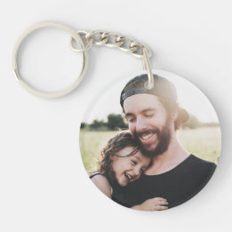 Custom Photo Rustic Best Dad Ever Key Ring