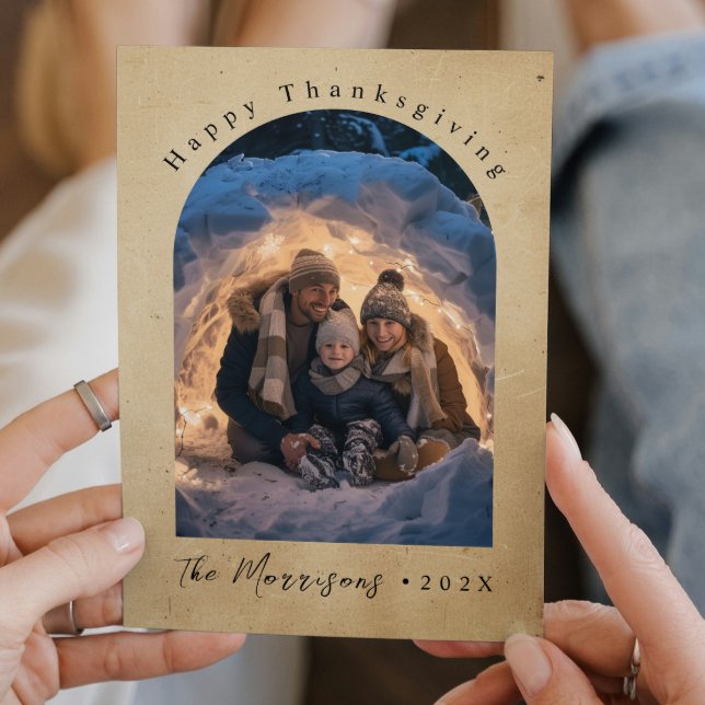 Custom Photo rustic Happy Thanksgiving  Holiday Card (Creator Uploaded)