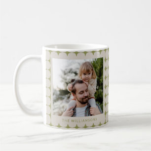 Custom Photo Sage Green Geometric Modern Pattern Coffee Mug