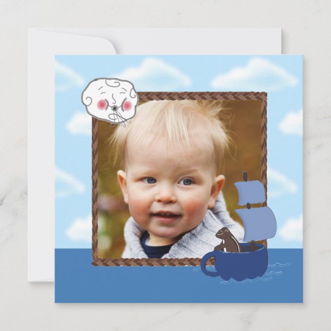 Custom Photo Sailing Chipmunk Child's Party Invite (Front)