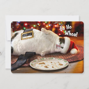 Custom Photo Santa Cat & Christmas Cookie Holiday Card