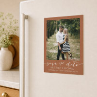 Custom Photo Save the Date Terracotta