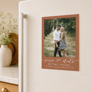 Custom Photo Save the Date Terracotta