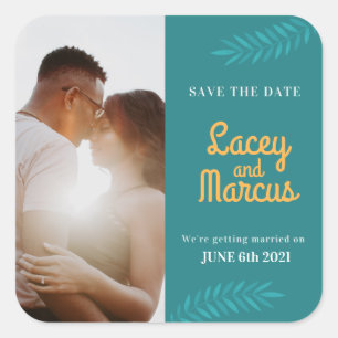 Custom Photo Save The Date Wedding Square Sticker