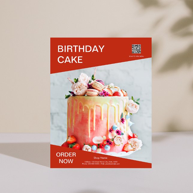 Custom Photo Scan QR Code Menu Cake Bakery Flyer (Custom Photo Scan QR Code Menu Cake Bakery Flyer)