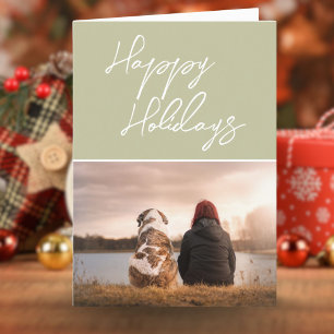 Custom Photo Script Family Friend Happy  Holiday Card