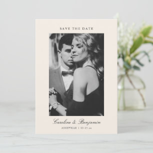Custom Photo Script QR Ivory Elegant Wedding Save The Date