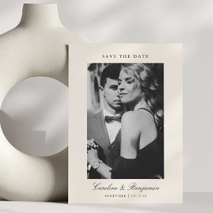 Custom Photo Script QR Ivory Elegant Wedding Save The Date