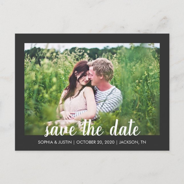 Custom Photo Script Save the Date Postcards (Front)