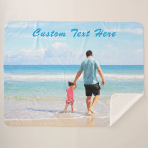 Custom Photo  Sherpa Blanket with Text