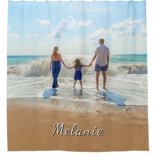 Custom Photo Shower Curtain Personalised Name (Front)