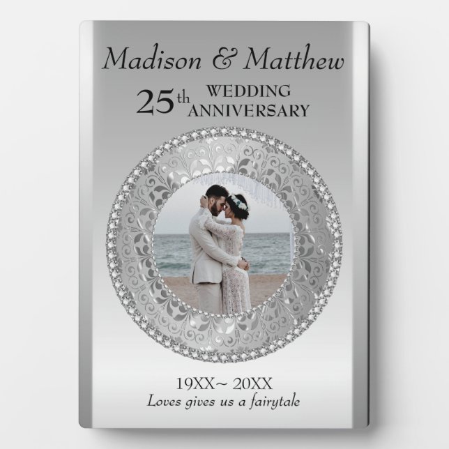 Custom Photo Silver Background Anniversary Plaque (Front)