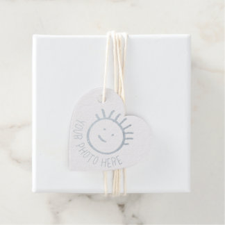 Custom Photo SILVER FOIL HEART FAVOR TAGS Template