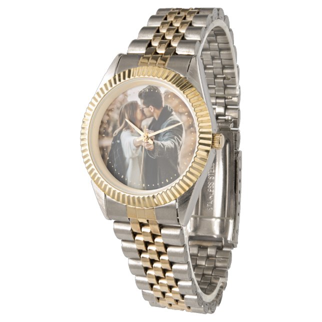 Custom Photo Silver Gold Two-Tone Watch (Angled)