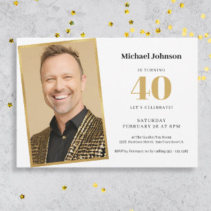 Custom Photo Simple 40th Birthday Invitation