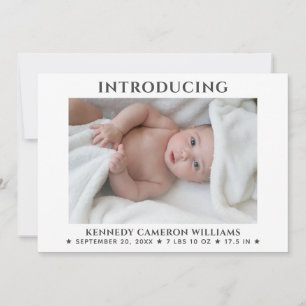 Custom Photo Simple Cute Hello Baby Newborn Birth Announcement