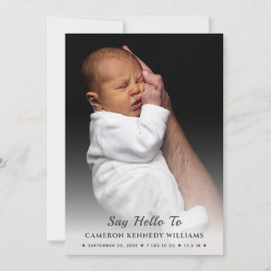 Custom Photo Simple Cute Newborn Hello Baby Birth Announcement