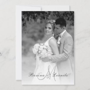 Custom Photo Simple Elegant w Single Initial  Invi Invitation