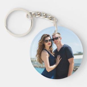 Custom photo simple minimalist engagement key ring