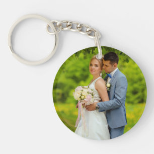 Custom photo simple minimalist wedding keychain