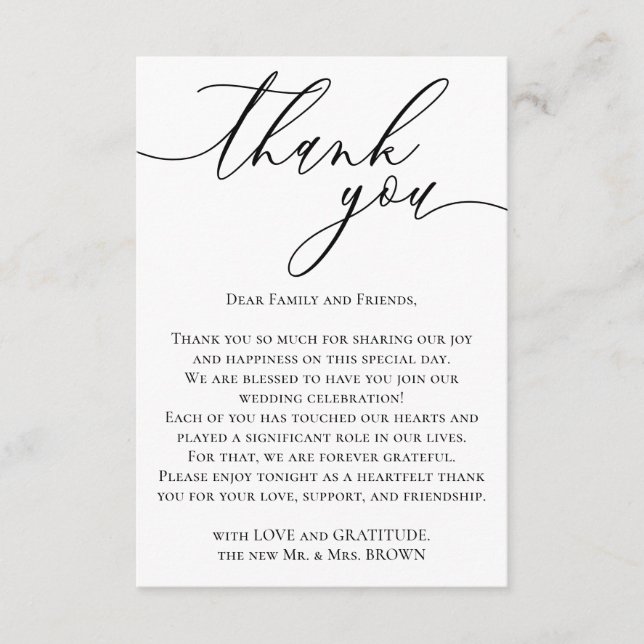 Custom Photo Simple Modern Minimalist Thank You Enclosure Card (Front)