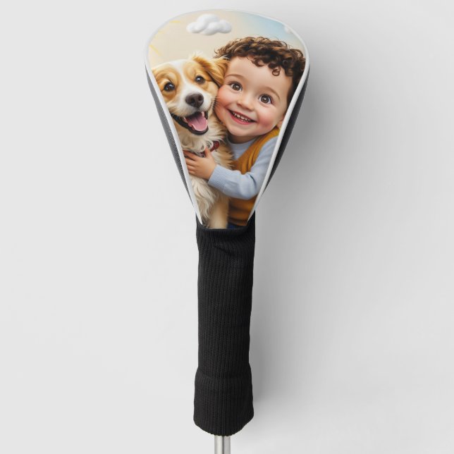 Custom Photo Simple Personalised Golfer Driver Golf Head Cover (Front)