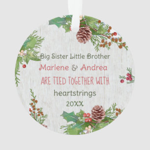 Custom Photo Sister Brother Christmas Rustic Ornament