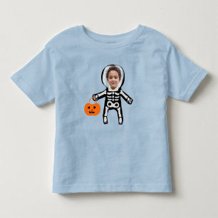 Custom photo skeleton Halloween trick or treat Toddler T-Shirt