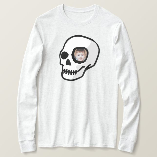 Custom photo Skull scary spooky day of the dead T-Shirt (Design Front)