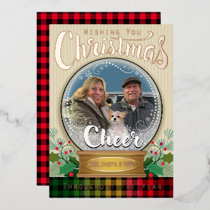 Custom Photo Snow Globe Christmas Real Foil