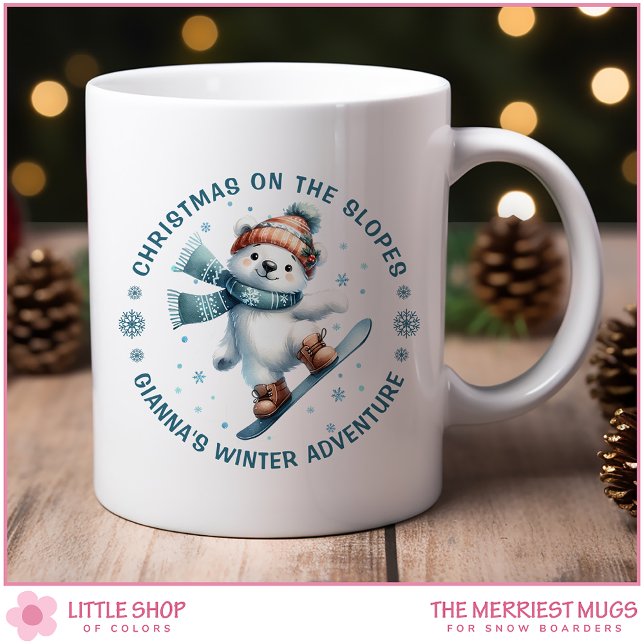 Custom Photo Snowboarding Polar Bear Coffee Mug (Creator Uploaded)