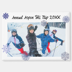 Custom Photo Snowflake Rectangle Travel Magnet