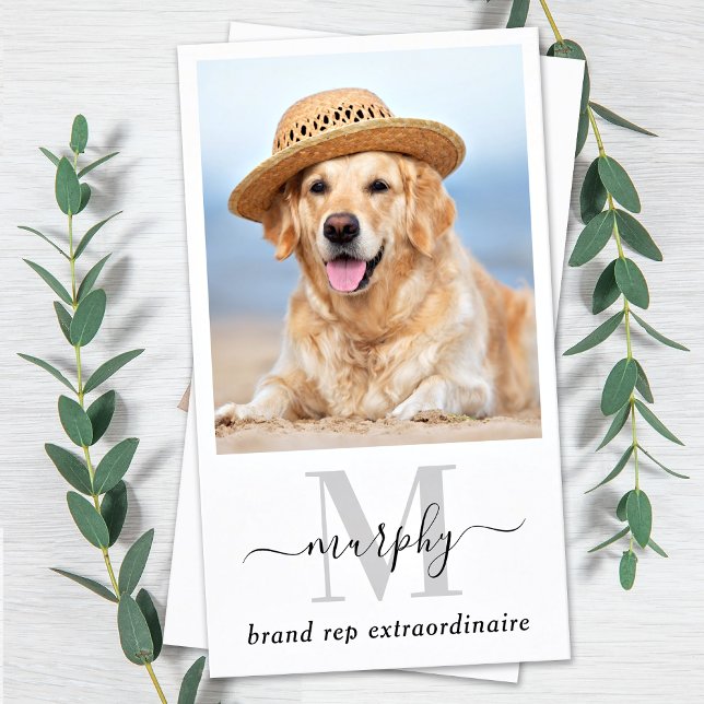 Custom Photo Social Media Pet Influencer Monogram  Business Card (Creator Uploaded)