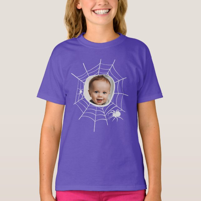 Custom photo Spider web spiderweb creepy spooky T-Shirt (Front)