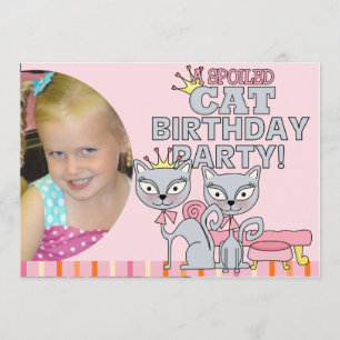 Custom Photo Spoiled Cat Birthday Party Invitation