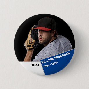Custom photo sports button / pin Baseball player