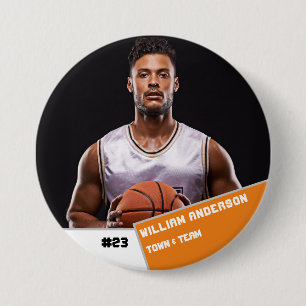 Custom photo sports button / pin basketball player