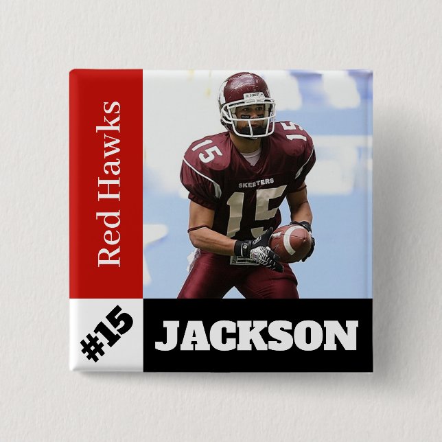 Custom photo sports button / pin football (Front)