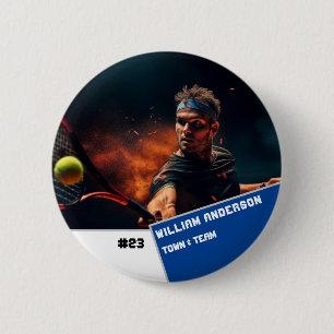 Custom photo sports button / pin Tennis player