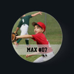 Custom photo sports button / pin with name & #<br><div class="desc">This custom button / pin with your child's name and # is a great way to show support during games all season long. Personalise anyway you like... name and number, team name, Rimbro or "Go MAX 07" - it's up to you. Button also available plain in our store. Available in...</div>