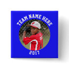 Custom Photo Sports pin / button with team name