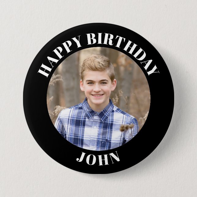 Custom Photo Sports pin / button with team name (Front)