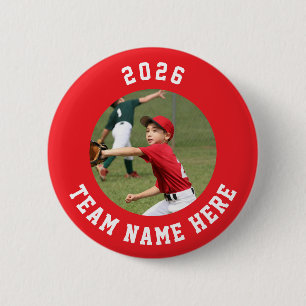 Custom Photo Sports pin / button with team name