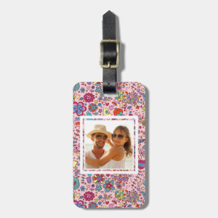 Custom Photo Spring pattern with colourful flowers Luggage Tag