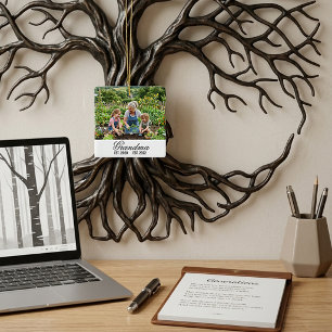 Custom Photo Square Grandma Family Keepsake Ceramic Ornament