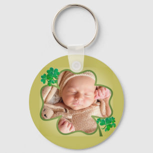 Custom Photo St. Patrick's 4Leaf Shamrock Key Ring