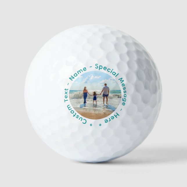 Custom Photo Stamps Golf Balls Personalised Text (Front)